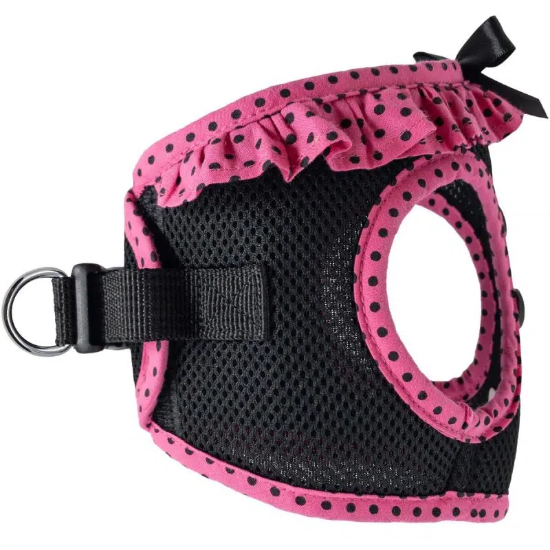 American River Harness - Hot Pink & Black Polka Dot