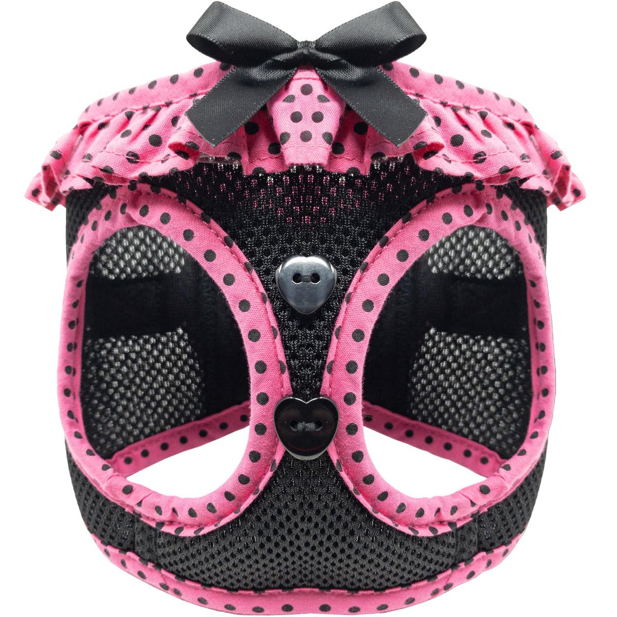American River Choke Free Dog Harness - Hot Pink and Black Polka Dot