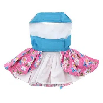 Pink and Blue Plumeria Floral Dog Dress