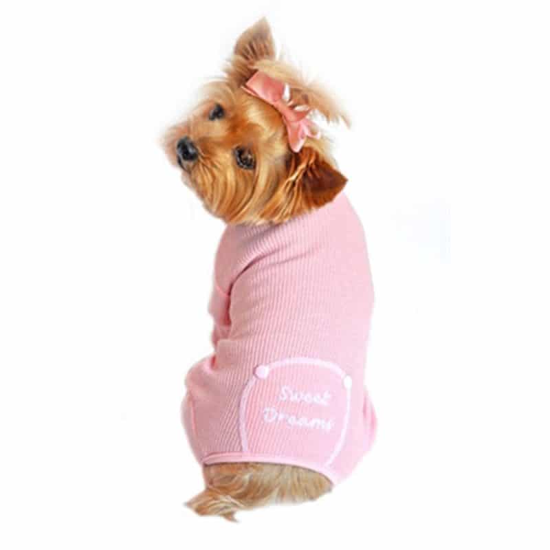 Preppy Puppy Pink “Sweet Dreams” Thermal Pajamas - Pink