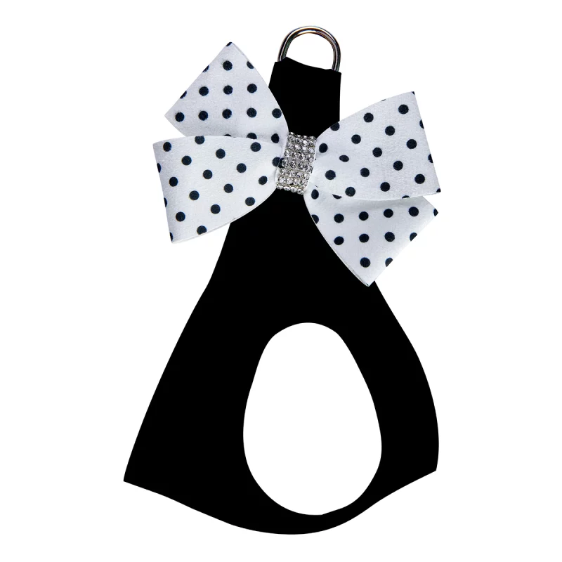 Black & White Polka Dot Nouveau Bow Step-in-Harness