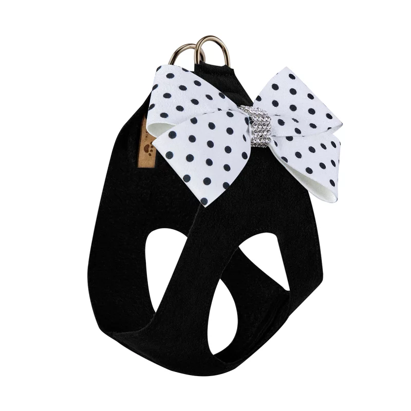 Black & White Polka Dot Nouveau Bow Step-in-Harness