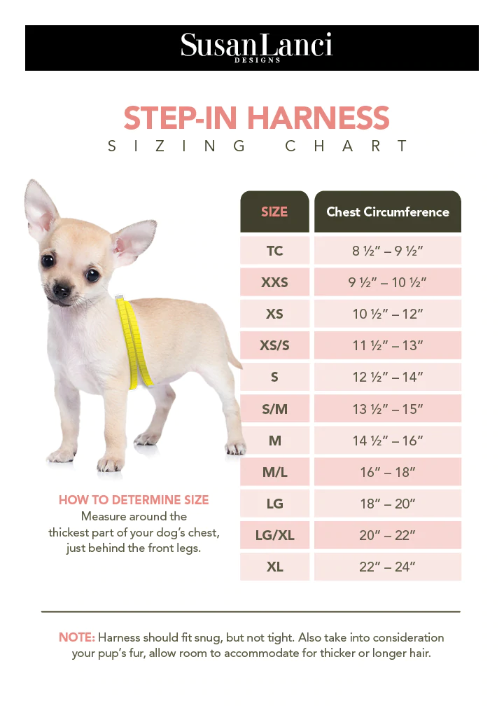 Step In Harness Size Chart