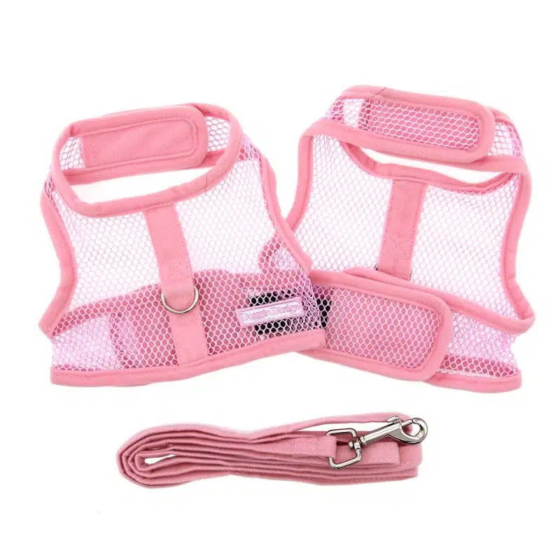 Cool mesh dog harness in solid pink