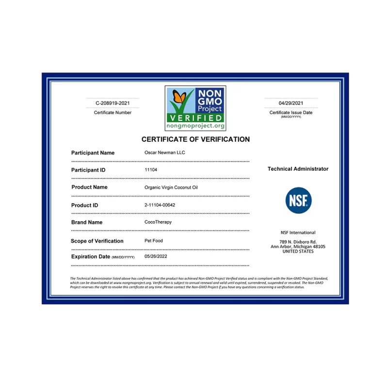 USDA Organic Certified. Non-GMO. Human-Grade.