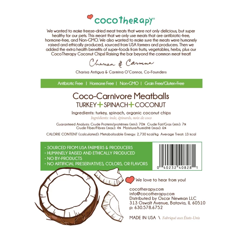 Coco-Carnivore Meatballs – Turkey + Spinach + Coconut