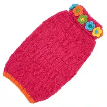 Basketweave Floral Sweater - Pink
